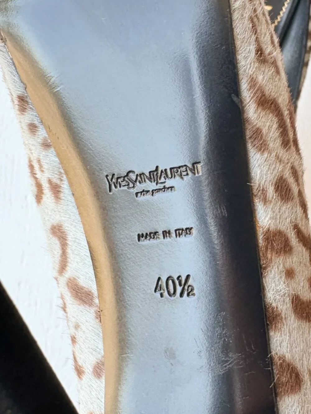 Yves Saint Laurent Tribtoo Leopard Pony Hair Heels - Size 40.5